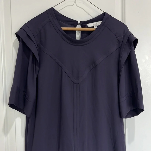 IRO Amanda Dark Purple Draped Crepe Mini Dress Sz 40 US Sz L - Picture 7 of 8